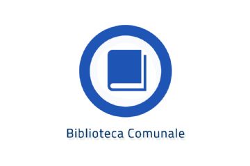 cerchio blu con all'interno un libro blu e la scritta biblioteca comunale